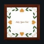 Elegant Floral With Gold Hearts Custom Wedding Gift Box<br><div class="desc">Personalise this cute, elegant Floral With Golden Hearts Wedding Wooden Jewellery Keepsake Box design. You can add text, name etc as needed. You can also change the font model, font colour and font size if you want. Click --> "Personalise" to find the tools for customising. You can do whatever you...</div>