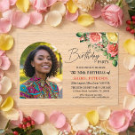 Elegant Floral with Photo 30th Birthday Party  Acrylic Invitations<br><div class="desc">Elegant,  colorful,  joyful design with watercolor roses and 1 special photo. Customize the details for a unique and chic Birthday Celebration.</div>