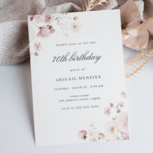 Elegant Floral Womans 70th Birthday Party Invitation