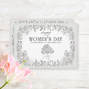 Elegant Floral Women's Day History Thank You Note Card