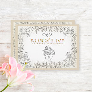 Elegant Floral Women's Day History Thank You Note Card