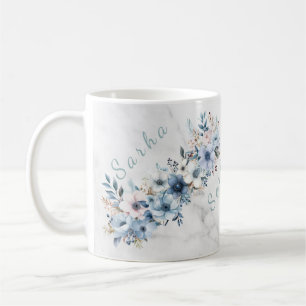 Elegant Floral Wooden Tray & Matching Mug Set