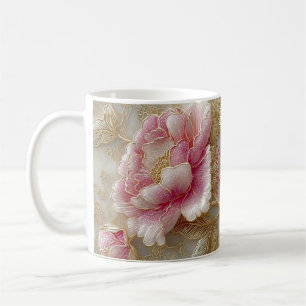 Elegant Floral Wooden Tray & Matching Mug Set
