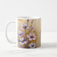Elegant Floral Wooden Tray & Matching Mug Set