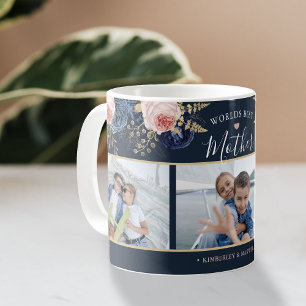 Elegant Floral World's Best Mother Photo Collage Coffee Mug