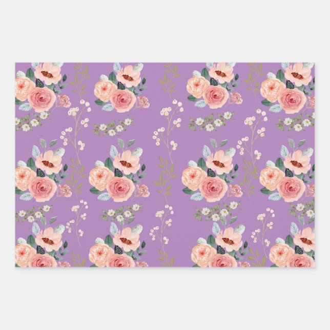 Elegant floral  wrapping paper sheet (Front)