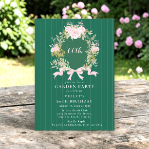 Elegant Floral Wreath 60th Birthday Garden Party  Invitation