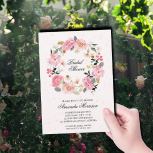 Elegant Floral Wreath Bridal Shower Invitation