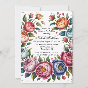 Elegant Floral Wreath Brunch & Bubbly Invitation