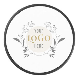 Elegant Floral Wreath Custom Logo Template Hockey Puck