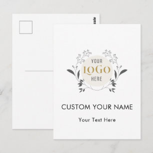 Elegant Floral Wreath Custom Logo Template Postcard
