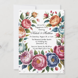 Elegant Floral Wreath Engagement Party Invitation