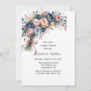 Elegant Floral Wreath For Couples Shower Invitation