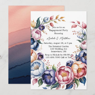 Elegant Floral Wreath For Engagement Party Invitation