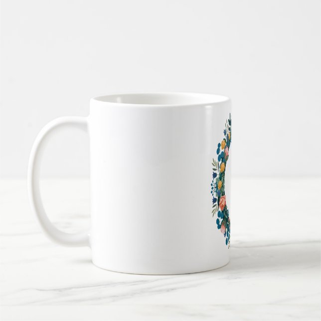 Elegant Floral Wreath Frame Pattern Coffee Mug (Left)