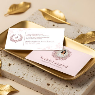 Elegant Floral Wreath Luxury Sophisticated Photo Business Card