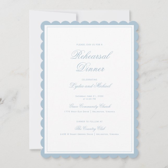Elegant Floral Wreath Monogram Rehearsal Dinner Invitation (Front)
