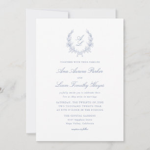 Elegant Floral Wreath Monogram Wedding Invitation
