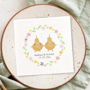 Elegant Floral Wreath Perfect Pear Cute Wedding Napkin