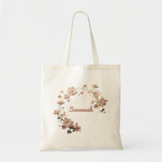 Elegant Floral Wreath Personalised Tote Bag