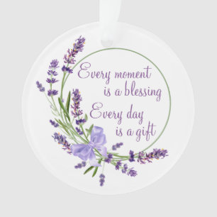 Elegant Floral Wreath Purple Flowers & Blessing Ornament