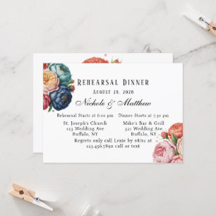 Elegant Floral Wreath Rehearsal Dinner Invitation