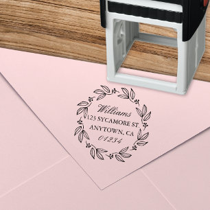 Elegant Floral Wreath Return Address Self-inking Stamp
