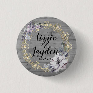 Elegant Floral Wreath Rustic Wedding 3 Cm Round Badge
