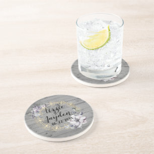 Elegant Floral Wreath Rustic Wedding   Coaster
