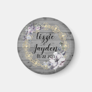 Elegant Floral Wreath Rustic Wedding   Magnet