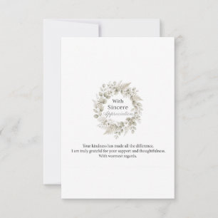 Elegant Floral Wreath Sincere Appreciation Thank You Card