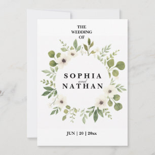 Elegant Floral Wreath Wedding Invitation Modern