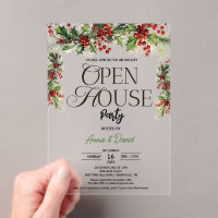 Elegant Floral Xmas Holly Christmas Open House 
