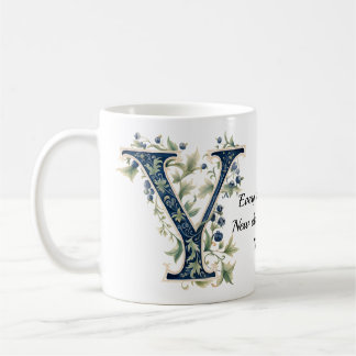 Elegant Floral Y Monogram Coffee Mug