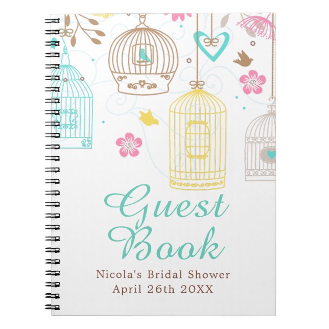 Elegant Floral Yellow and Pink Bridal Shower Notebook (Front)