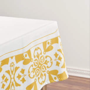 Elegant  Floral Yellow and White Modern Pattern Tablecloth