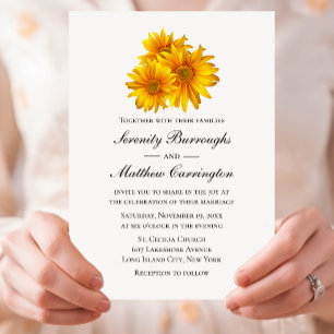 Elegant Floral Yellow Country Sunflower Wedding Invitation