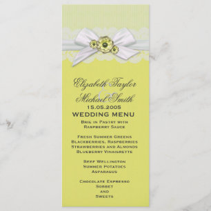 Elegant Floral Yellow Ribbon Wedding Menu