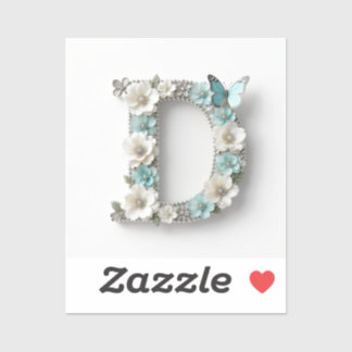 Elegant Floral Your Monogram D Vinyl Stickers
