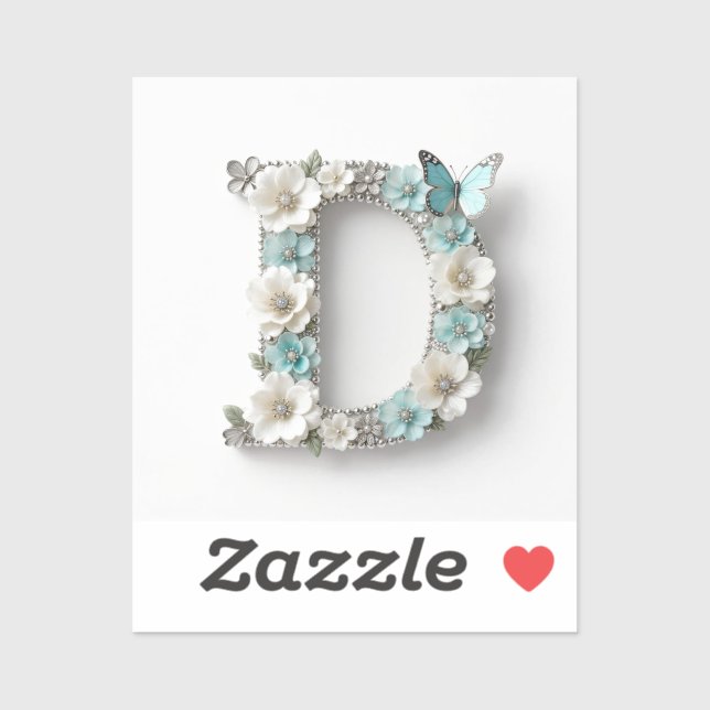 Elegant Floral Your Monogram D Vinyl Stickers (Sheet)