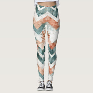 Elegant Floral Zigzag with Warm Lunar Highlights Leggings