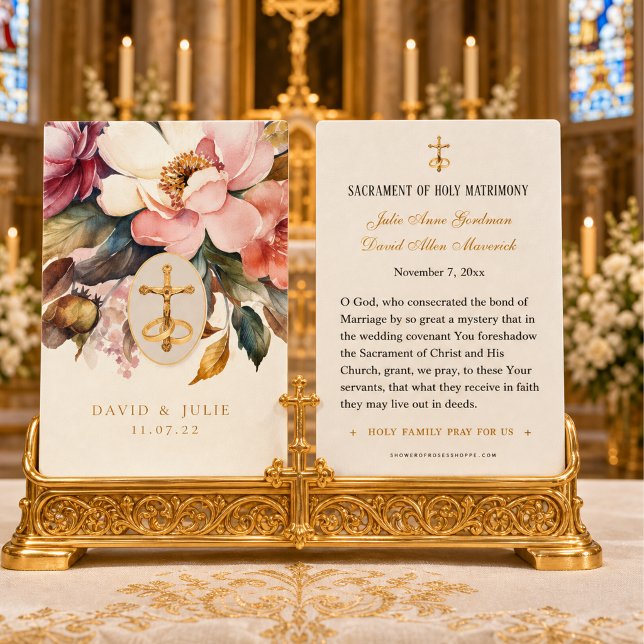 Elegant FloralCatholic Wedding Prayer Card (Creator Uploaded)