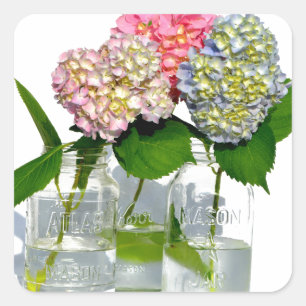 Elegant florals in mason jar square sticker