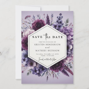 Elegant Florals Purple Floral Wedding Save The Date