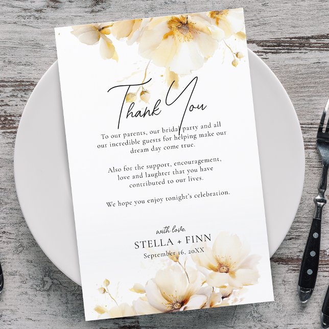 Elegant Florals Thank You Wedding Reception Card (Elegant Florals Thank You Wedding Reception Card)