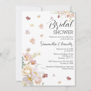 Elegant Florals Wildflowers Bridal Shower  Invitation