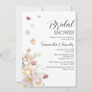 Elegant Florals Wildflowers Bridal Shower  Invitation