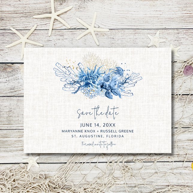 Elegant Florida Beach Wedding Photo Save the Date (Elegant Florida Beach Wedding Photo Save the Date)