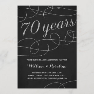 Elegant Flourish 70th Anniversary Party Invitation