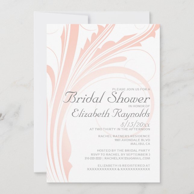 Elegant Flourish Bridal Shower Invitations (Front)